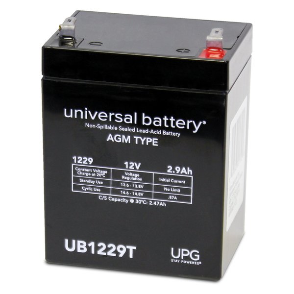 Upg Sealed Lead Acid Battery, 12 V, 2.9Ah, UB1229T, F1 (Faston Tab) Terminal, AGM Type D5700